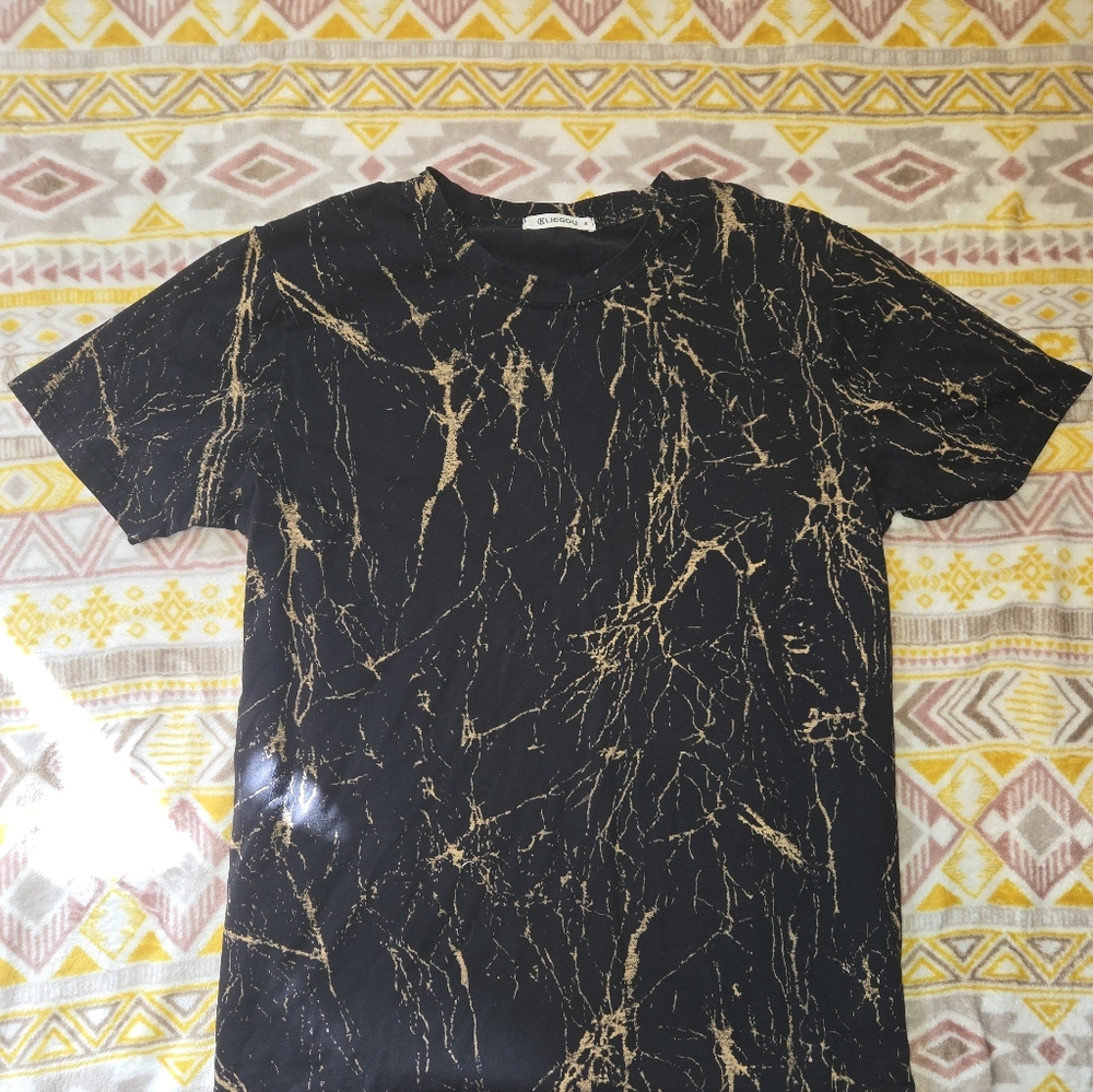 Black and Gold Marble Print Men's Short Sleeve Tee